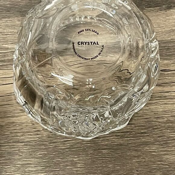 Vintage Imperial Crystal-Bowl Tied Bag Shaped with Tassels USA Fine 24% Lead EUC - Picture 3 of 6